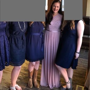 David’s Bridal Long One Shoulder Lace Gown-Quartz